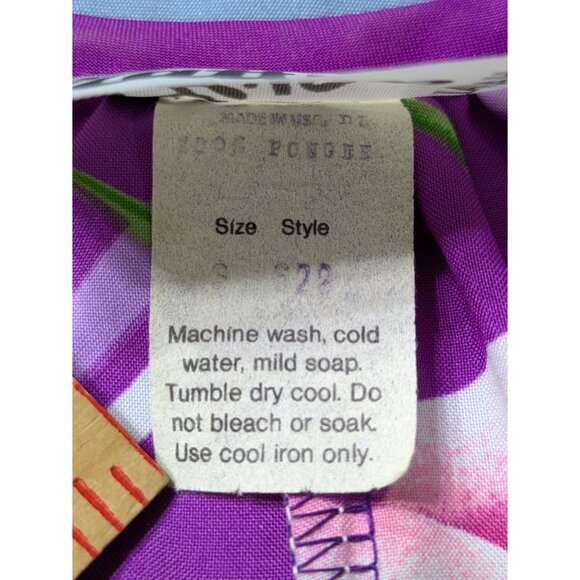 Hilo Hattie Hawaiian Purple Floral Maxi Dress With Belted Waist Short Sleeves Si - Picture 7 of 9